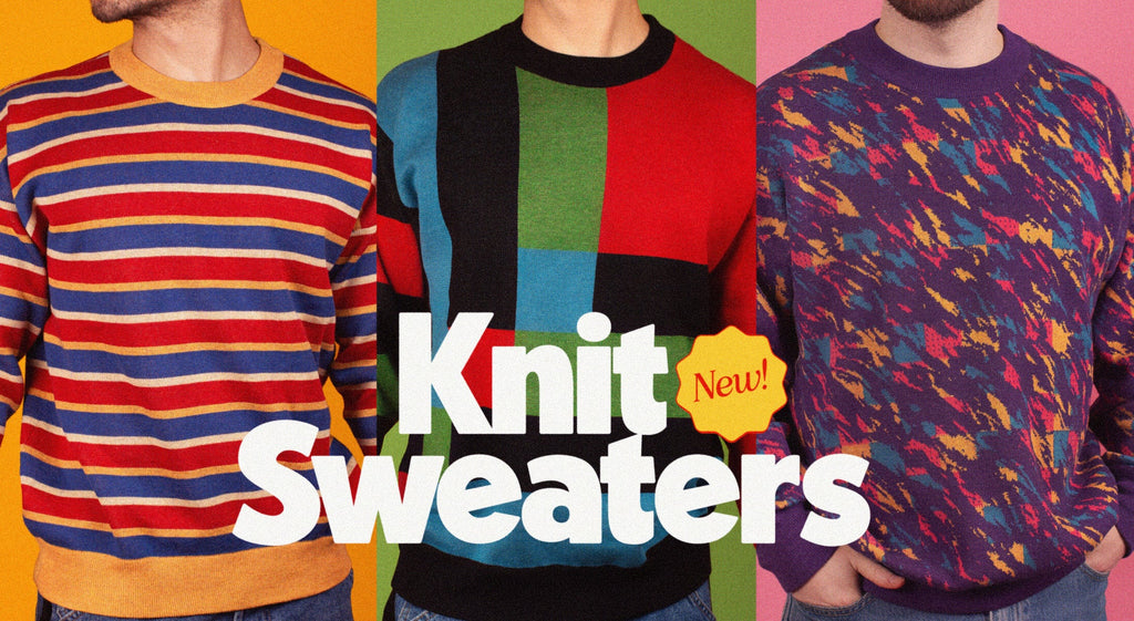 retro style knit sweaters in bright and funky patterns for the queer community