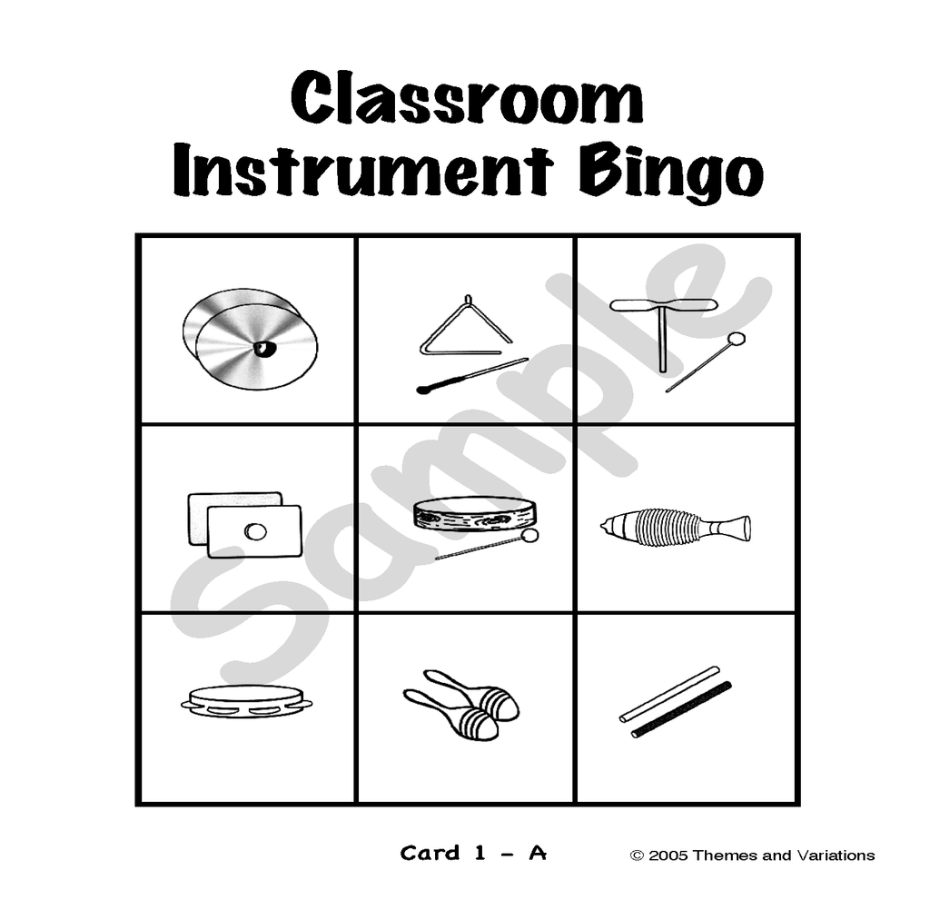 music class bingo