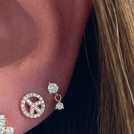 EF Collection Diamond Peace Stud Earrings