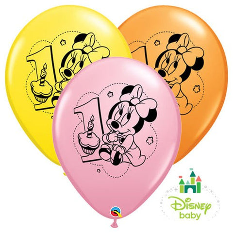 Minnie Mouse #1 - Juego de globos para fiesta de primer cumpleaños de Mylar  de látex Disney por Anagram