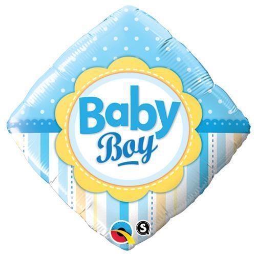 18 inch Qualatex Baby Boy Dots & Stripes Foil Balloon - 14637
