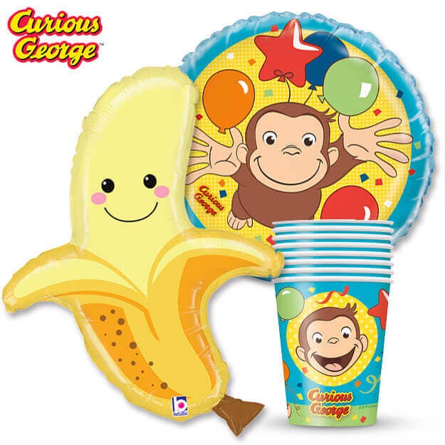 Curious George balloons and partyware