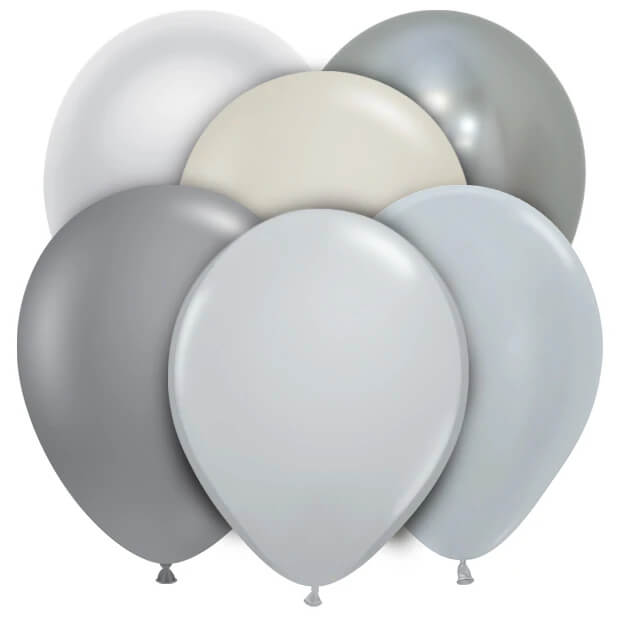 Gray & Silver Latex Balloons