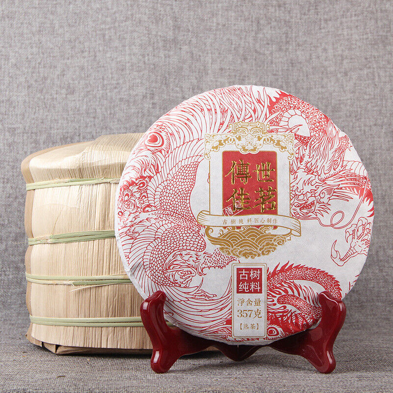 Yunnan Pu'er Ripe Tea Cake 普洱黑茶 传世佳茗 经典普洱熟茶饼357g 勐海古树纯料
