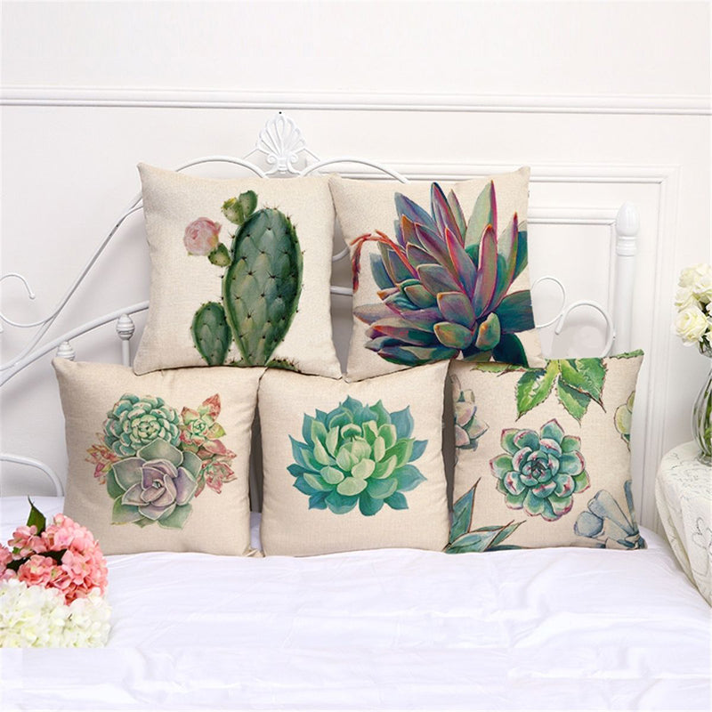 Plant Pillow Cover Succulent Cactus Pillow Case Colorful Cactus Cushion Cover for Home Sofa Decoration Pillowcase