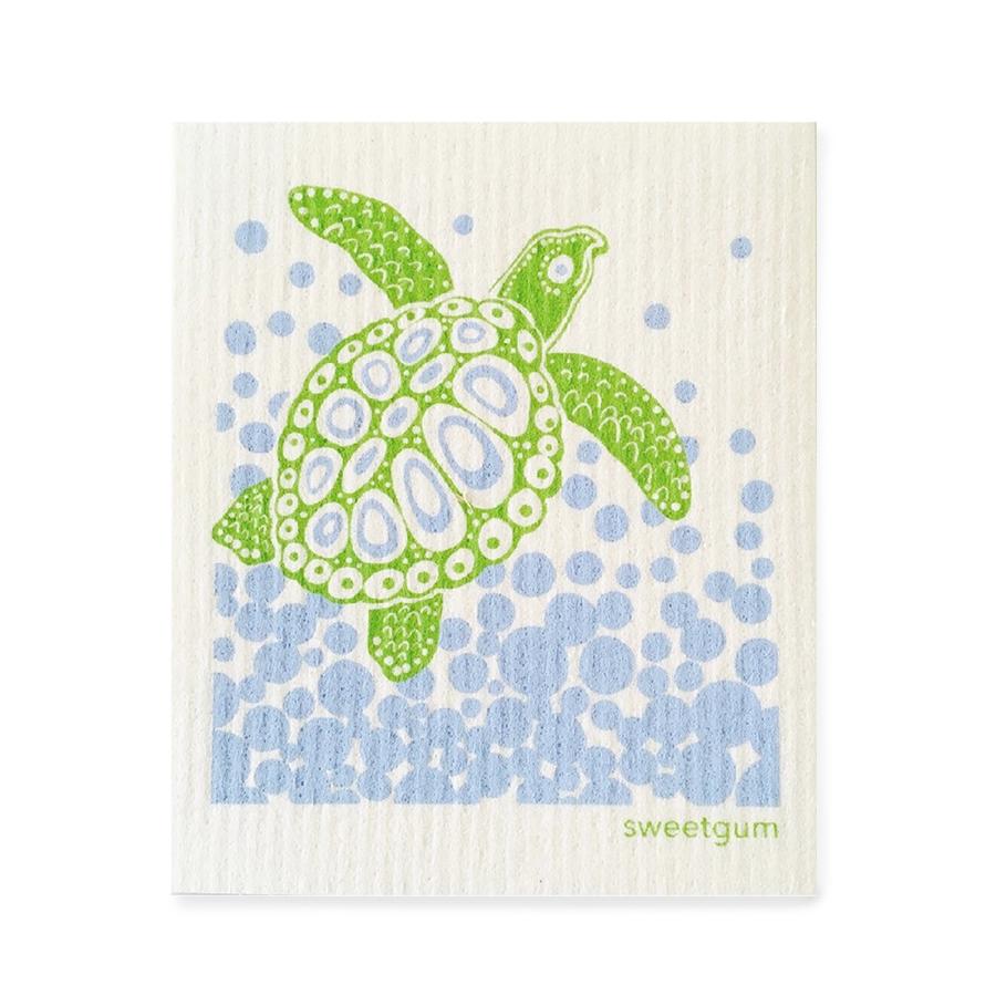 Image of Sea Turtle Swedish Dishcloth | Green and Blue