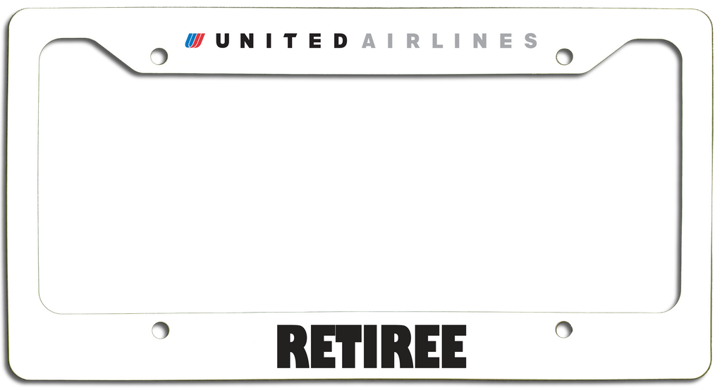 United Airlines Retiree License Plate Frame Tulip Logo Airline Employee Shop