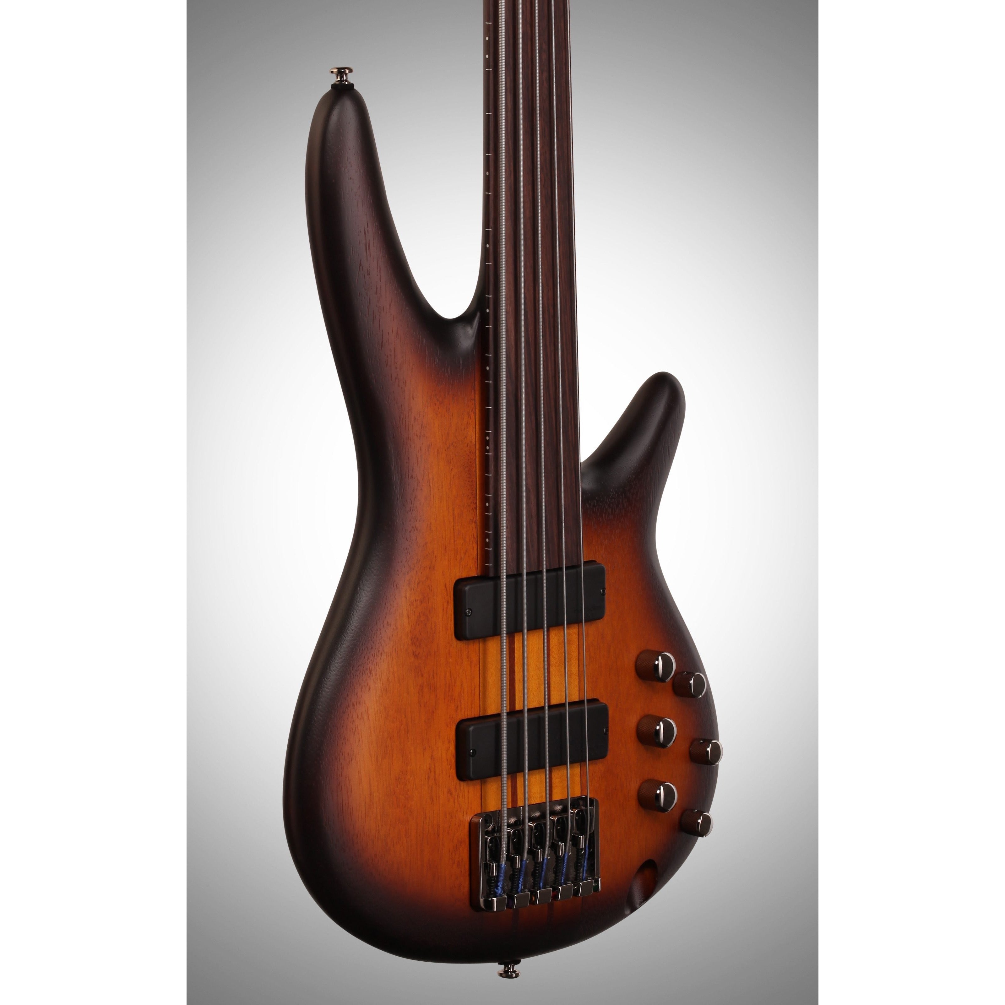 Ibanez SRF705 Portamento Fretless Electric Bass, 5-String, Brown