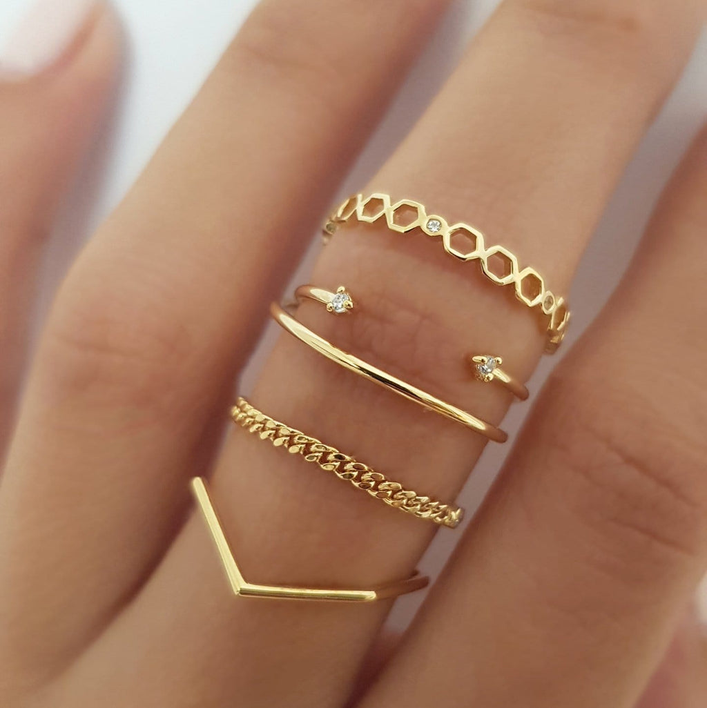 oro cadena, Anillo delicado para mujer – Jewelry