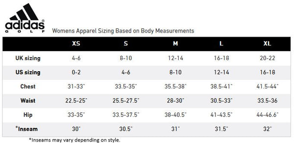 adidas size chart women's clothing cm