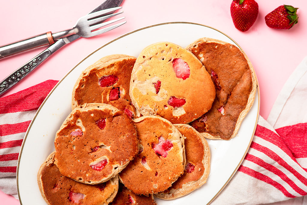 Strawberry And Banana Protein Pancakes - Suggested Presentation.