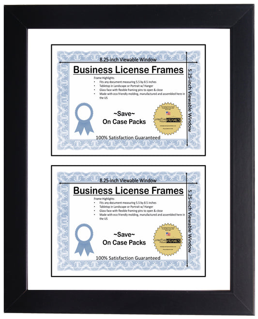 Creativepf [$3.5x8.5bk-w] Black First Dollar Frame with White Matting, Easel Stand and Wall Hanger Included