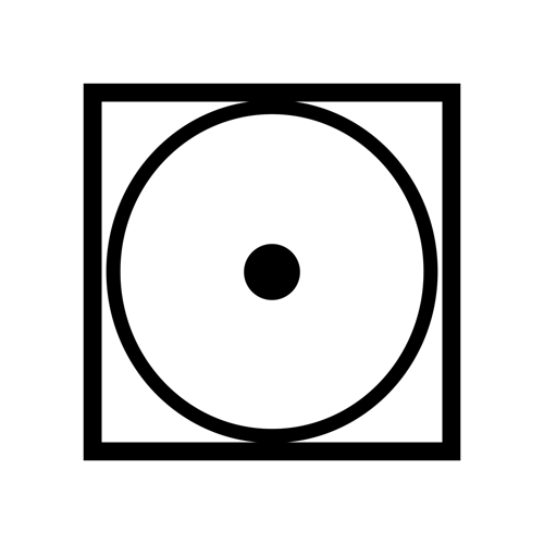 Square with circle inside and single dot