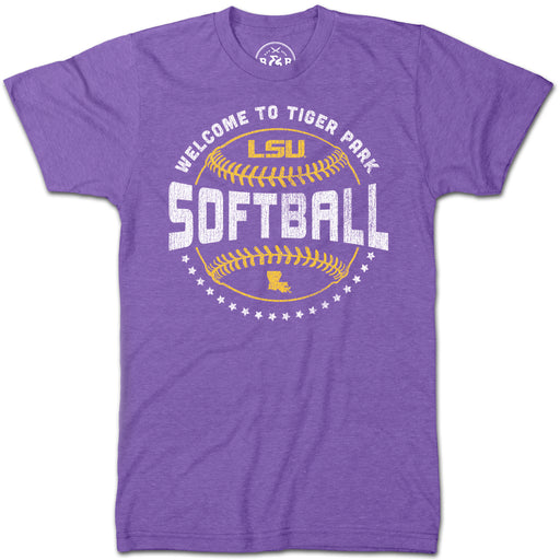 B&B Dry Goods LSU Tigers Softball Squeeze Play T-Shirt - Purple