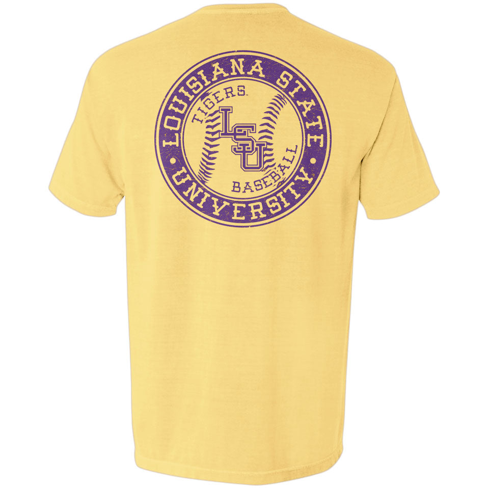 LSU Tigers Baseball Emblem Garment Dyed TShirt Mustard — Bengals