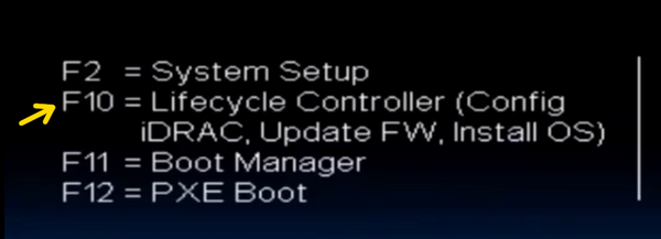 Full Dell Server Reset, Boot Menu F10
