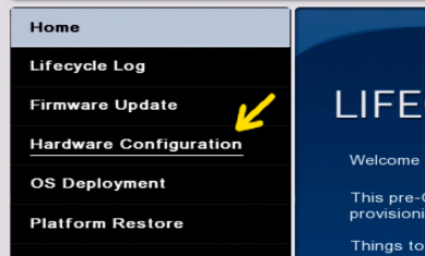 Dell Server Reset, Hardware Configuration Menu