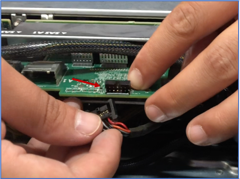 Connect the cable to its dedicated port on the backplane.