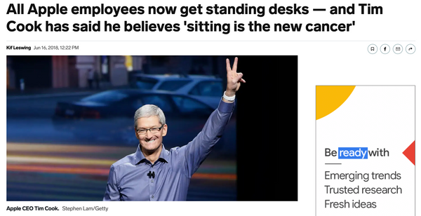 Apple employees get standing desks