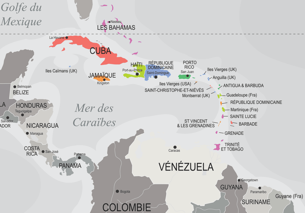 carte des antilles