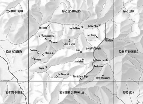 Carte de randonnée n° 1285 - Les Diablerets (Suisse) | Swisstopo - 1/25 000 carte pliée Swisstopo 