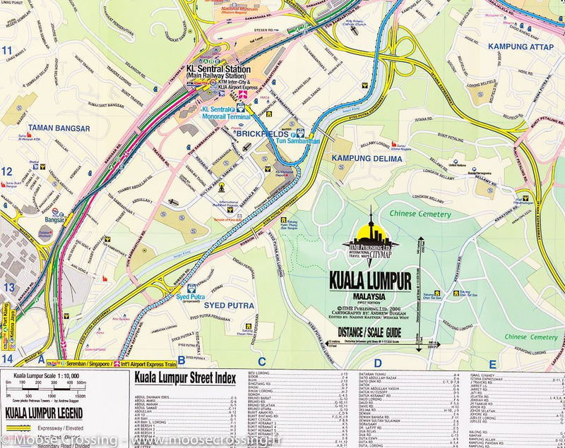 Carte de  voyage P ninsule malaise Plan de Kuala Lumpur  