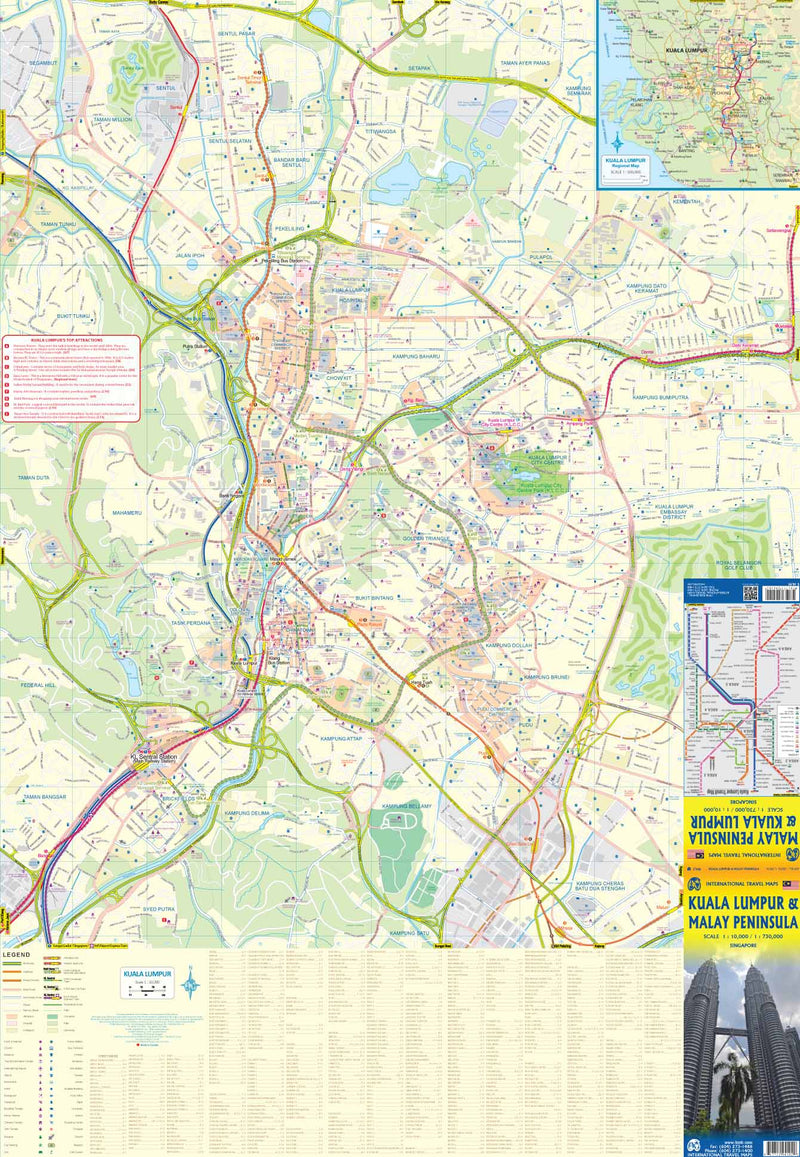 Carte de  voyage P ninsule malaise Plan de Kuala Lumpur  