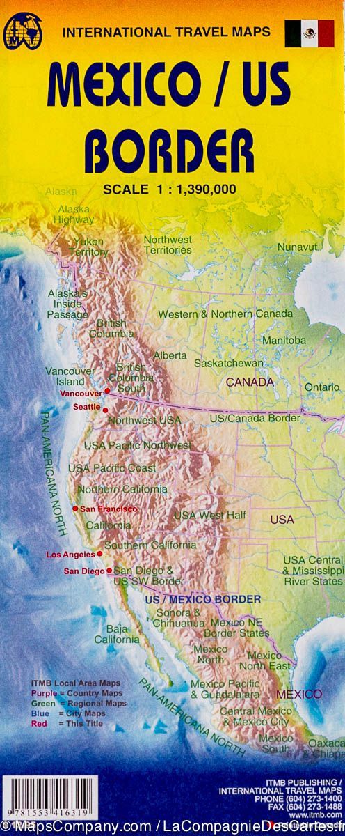 Carte frontalière USA - Mexique | ITM carte pliée ITM 