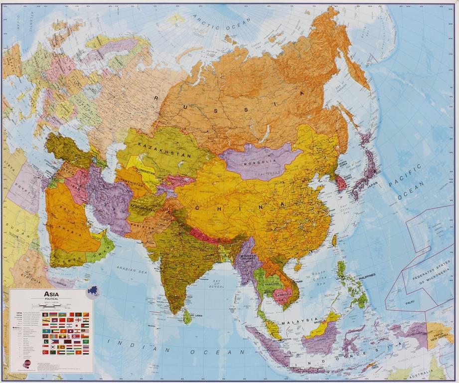 Carte murale (en anglais) - Asie politique - 100 x 120 cm | Maps ...