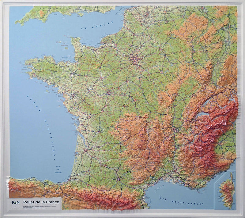 Carte Murale En Relief France 92 X 102 Cm Ign La Compagnie Des Cartes Le Voyage Et La 0789