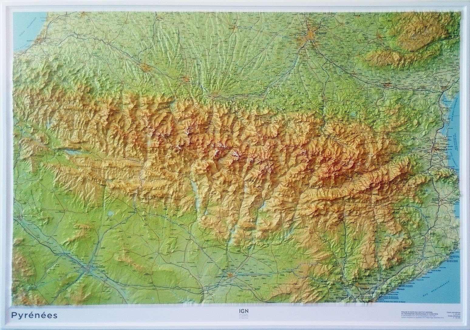 Carte Murale En Relief Pyrénées Ign La Compagnie Des Cartes Le Voyage Et La Randonnée 5951