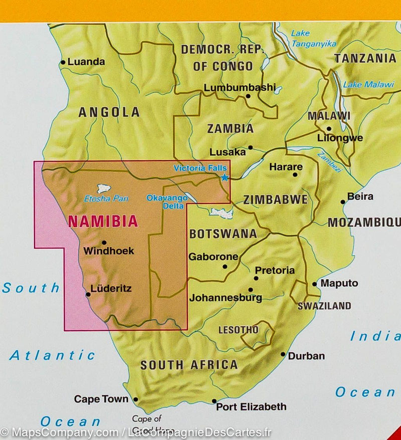 Carte routière imperméable - Namibie & Botswana | Nelles Map – La