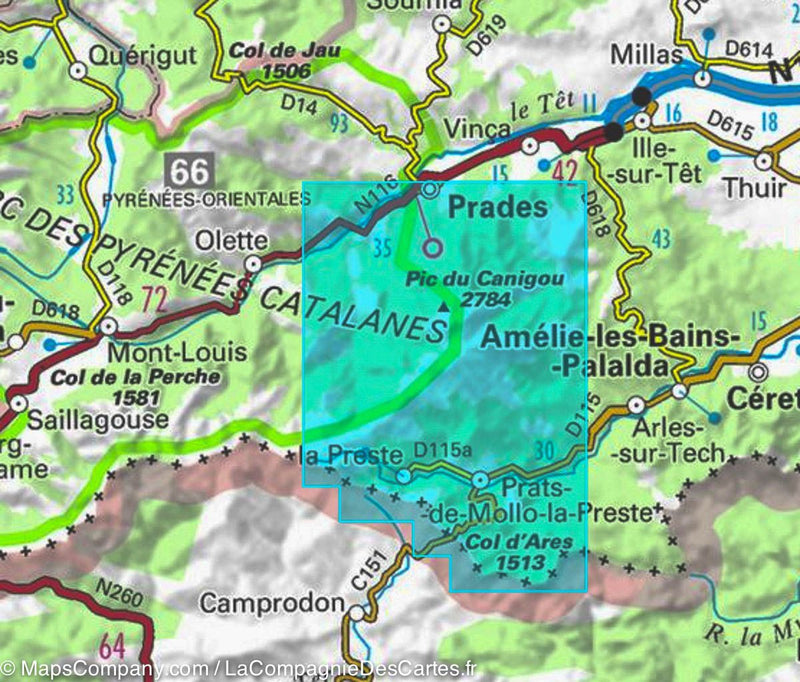 Carte Top 25 N 2349 Etr Resistante Massif Du Canigou Pyrenees La Compagnie Des Cartes Le Voyage Et La Randonnee