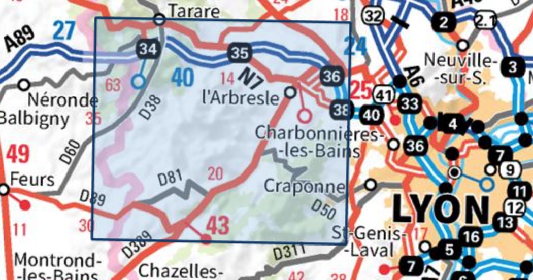 Carte Top 25 N 2931 Et L Arbresle Monts De Tarare Col De La Luere La Compagnie Des Cartes Le Voyage Et La Randonnee