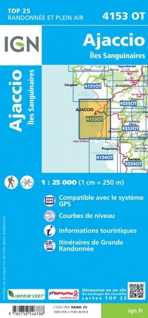 Carte Top 25 N 4153 Ot Ajaccio Iles Sanguinaires Ign La Compagnie Des Cartes Le Voyage Et La Randonnee