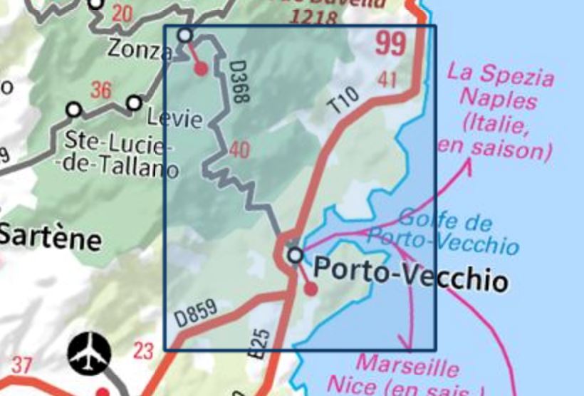 Carte Top 25 N 4254 Et Porto Vecchio Pnr De Corse Ign La Compagnie Des Cartes Le Voyage Et La Randonnee