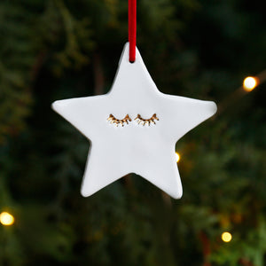 Stylish Simple Star Hanging Ornament With 22c Gold Lustre Eyelashes