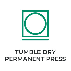 Tumble dry permanent press / synthetics.