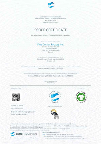 GOTS Organic Cotton Certificate