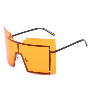 Oversized Goggle Rimless Sunglasses Women Fashion Gradient Sun Glasses