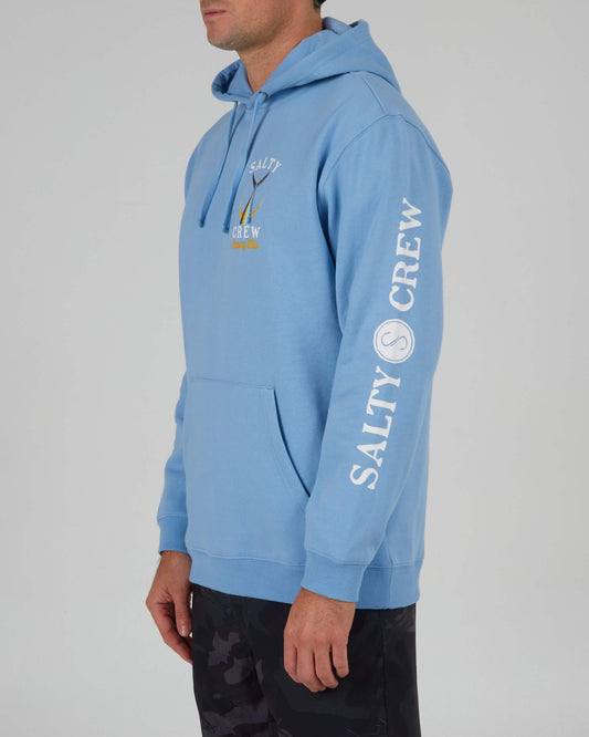 Salty Crew Sweatshirt Mens Small Gray Chasing Tail Hoodie Fishing Blue  Water