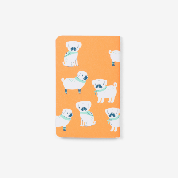 Pugs Orange Pocket Notebook by Mossery