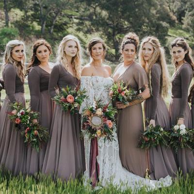 grey bridesmaid dresses long