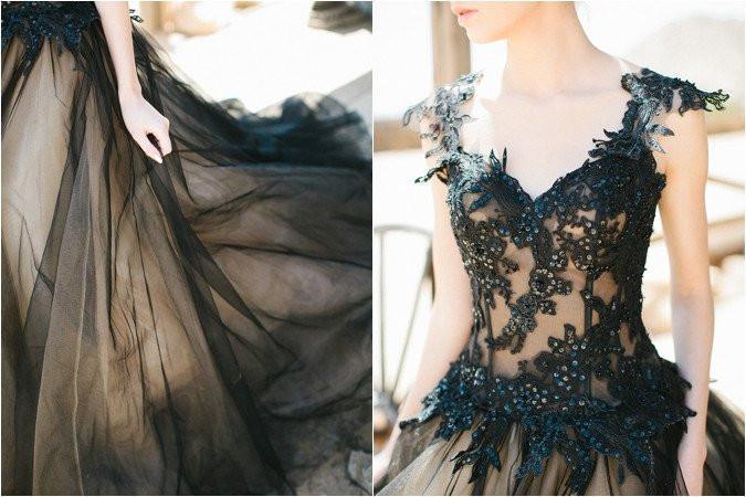 Gorgeous Black Lace Beaded Long A-line Black Tulle 2017 Popular Prom Dresses, BG0137
