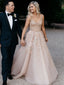 Elegant Sqeare Organza Appliqe A-line Long Cheap Wedding Dresses, WDS0033