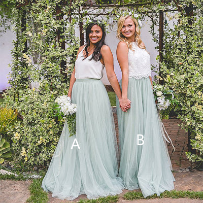 green tulle bridesmaid dress