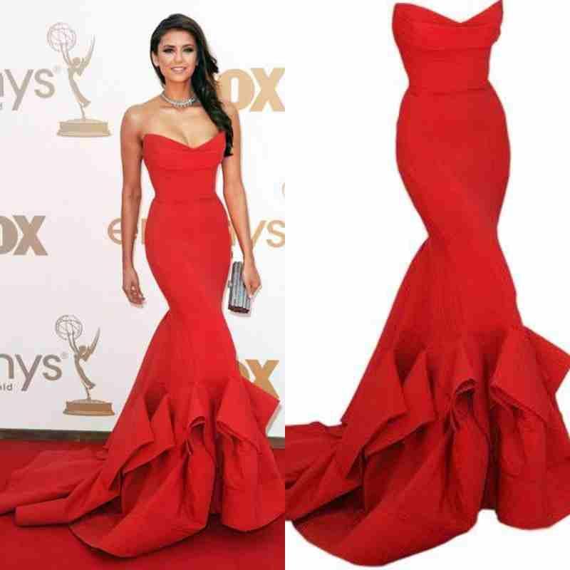 simple red gown design