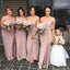 Chiffon Straps Dusty Pink Long Cheap Bridesmaid Dresses Online, WGY0268