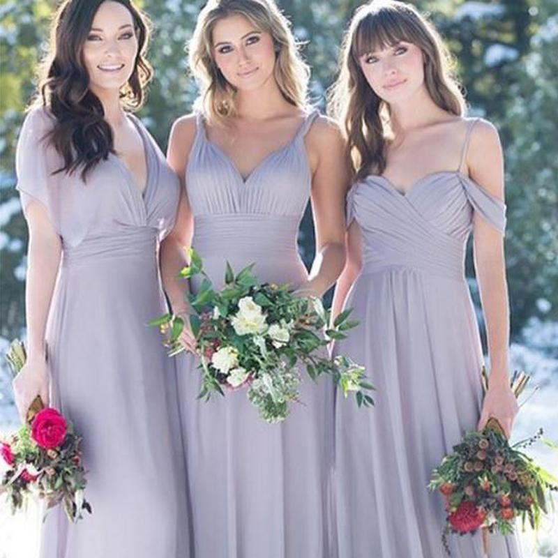 Grey Mismatched Long Chiffon Cheap Bridesmaid Dresses Online, WGY0229 ...