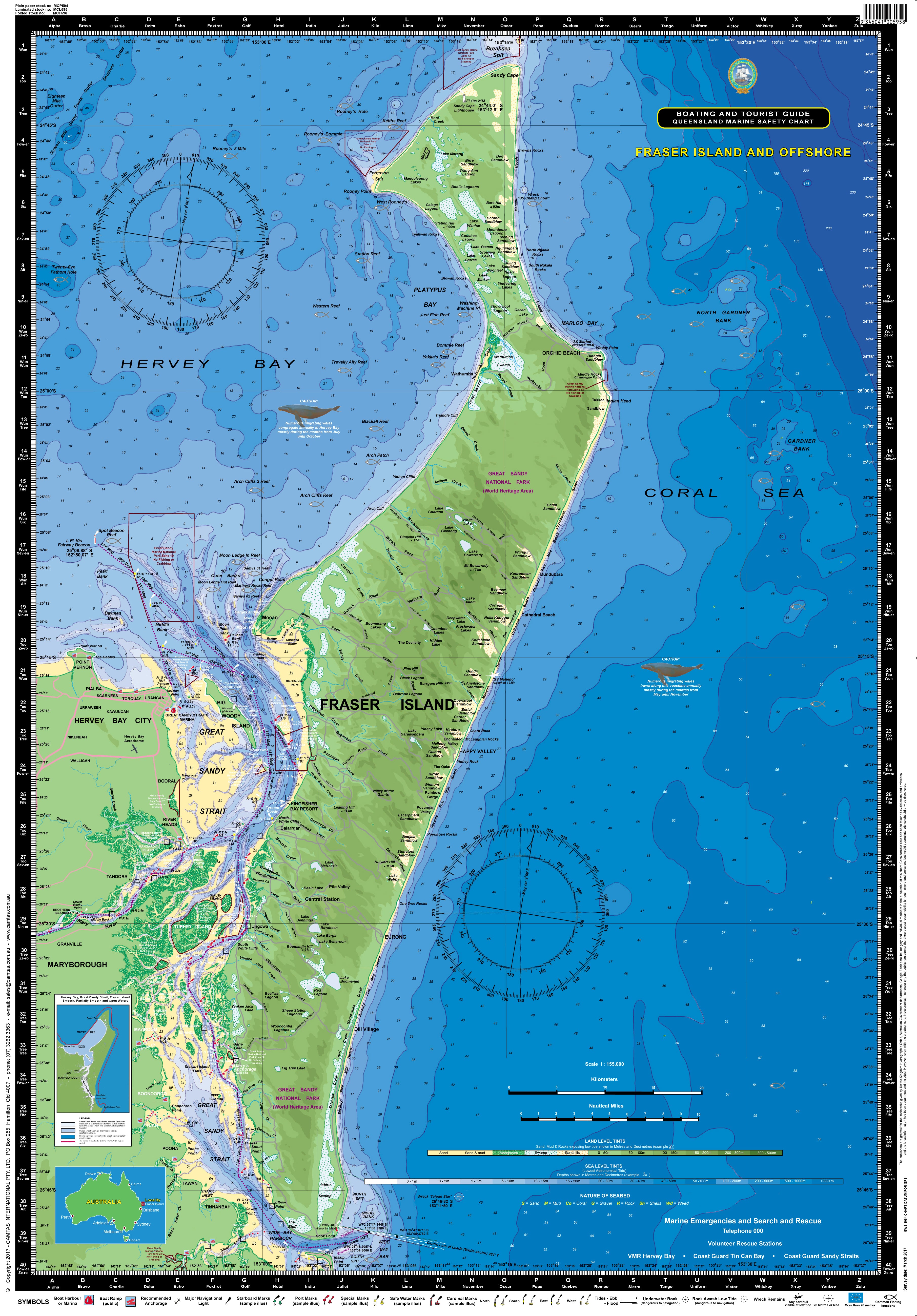 Yidney Rocks Fraser Island Map Qld Boating, Fishing, Camtas Marine Safety Chart - Fraser Island And O –  Camtas Marine Maps